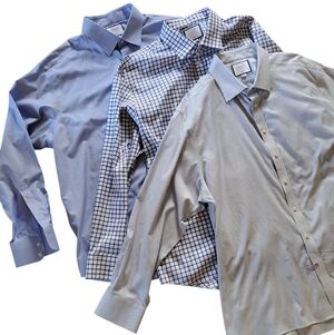 3 Charles Tyrwhitt Mens Classic Fit Long Sleeve Shirts Size 19- 37 Blue Prints